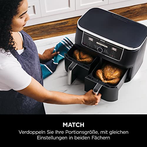 Ninja Foodi AF400EU Heißluftfritteuse, Doppelkammer