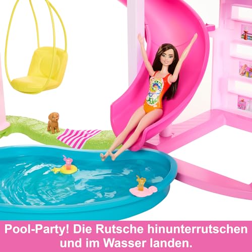 Barbie Traumvilla Puppenhaus mit Pool & Rutsche