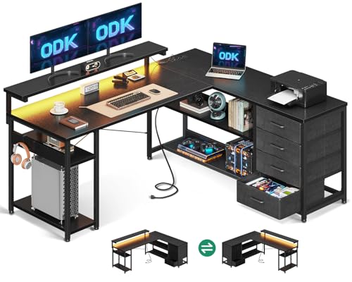ODK Eckschreibtisch mit Schubladen & USB-Ladeanschluss
